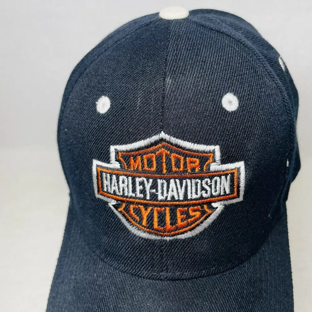 Harley Davidson Motorcycles Cap Embroidered‎ Logo Black StrapBack Baseball Hat